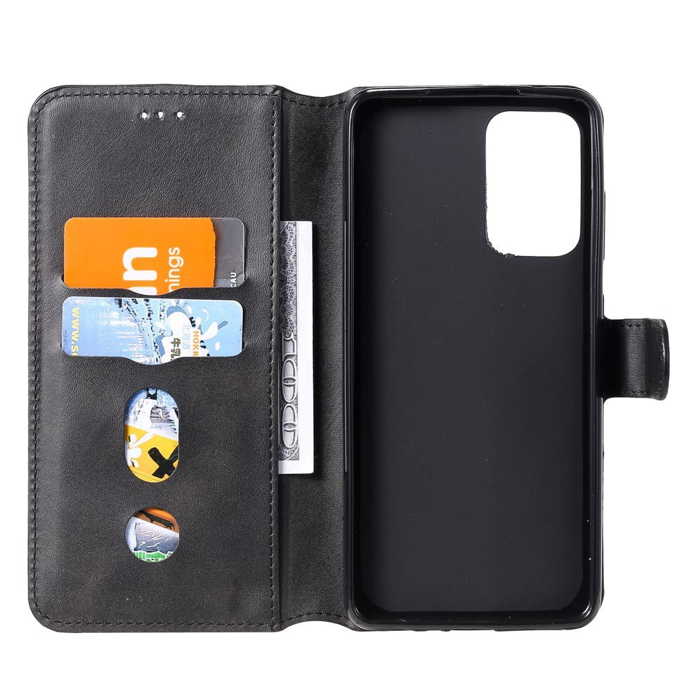 Samsung Galaxy A52s (5G) / A52 (4G / 5G) glanset skinndeksel m. Kortholder og stativfunksjon - svart