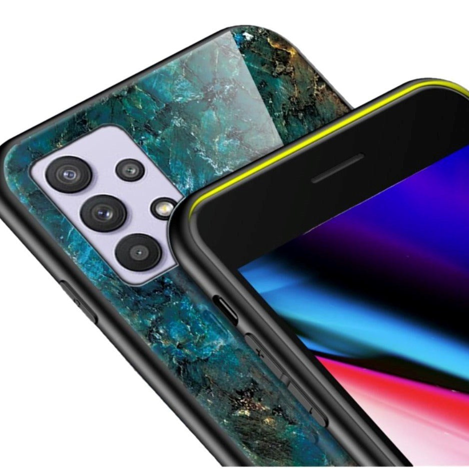Samsung Galaxy A32 5G Fleksibel Plastik Case - Smaragd Marmor