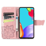 Samsung Galaxy A52s (5G) / A52 (4G / 5G) Leather Flip Cover - Butterflies Imprint - Rose Gold