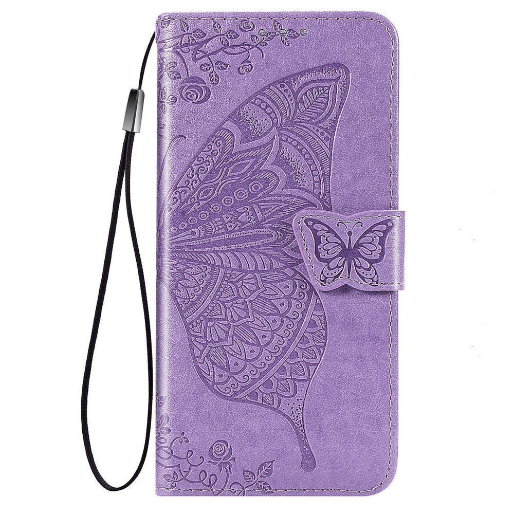 Samsung Galaxy A52s (5G) / A52 (4G / 5G) Leather Flip Cover - Butterflies Imprint - Lavendel