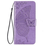 Samsung Galaxy A52s (5G) / A52 (4G / 5G) Leather Flip Cover - Butterflies Imprint - Lavendel