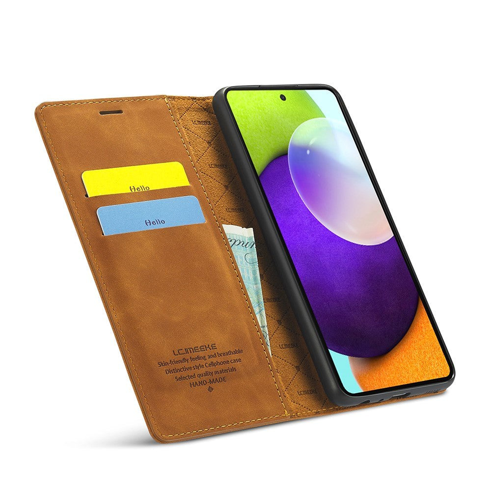 Samsung Galaxy A52s (5G) / A52 (4G / 5G) LC.IMEEKE Skinndeksel Flip m. Lommebok - Brun