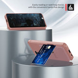 Samsung Galaxy S21 deksel m. Skinnlommebok og stativ - Rose gull