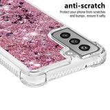Samsung Galaxy S21 FE (5G) Transparent Glitter Bakdeksel - Rosa hjerter