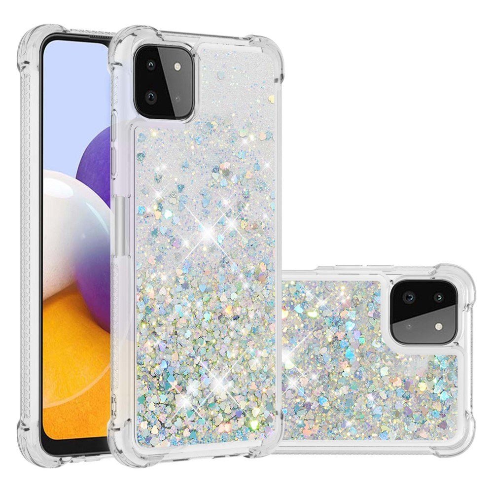 Samsung Galaxy A22 (5G) - EIDERWOOD Fleksibelt Plastik Cover m. Flydende Glimmer - Sølv