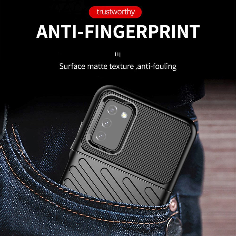 Samsung Galaxy A03s Thunder Series Twill plastbakdeksel - blå