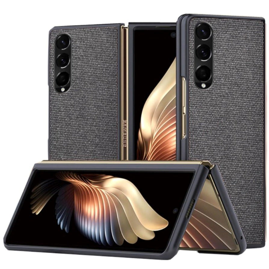 Samsung Galaxy Z Fold3 5G Carbon Fiber Leather Bakdeksel - Svart