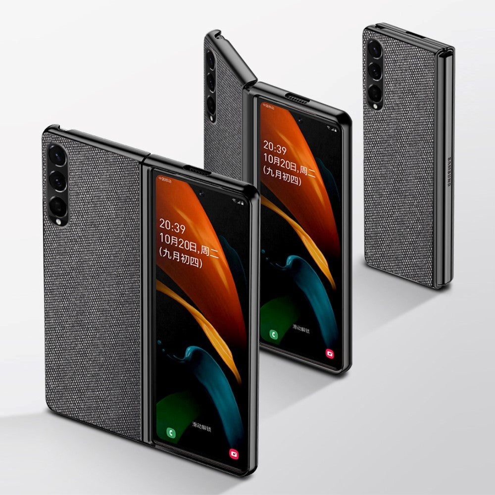 Samsung Galaxy Z Fold3 5G Carbon Fiber Leather Bakdeksel - Svart
