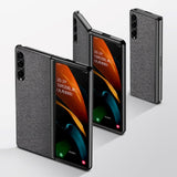 Samsung Galaxy Z Fold3 5G Carbon Fiber Leather Bakdeksel - Svart
