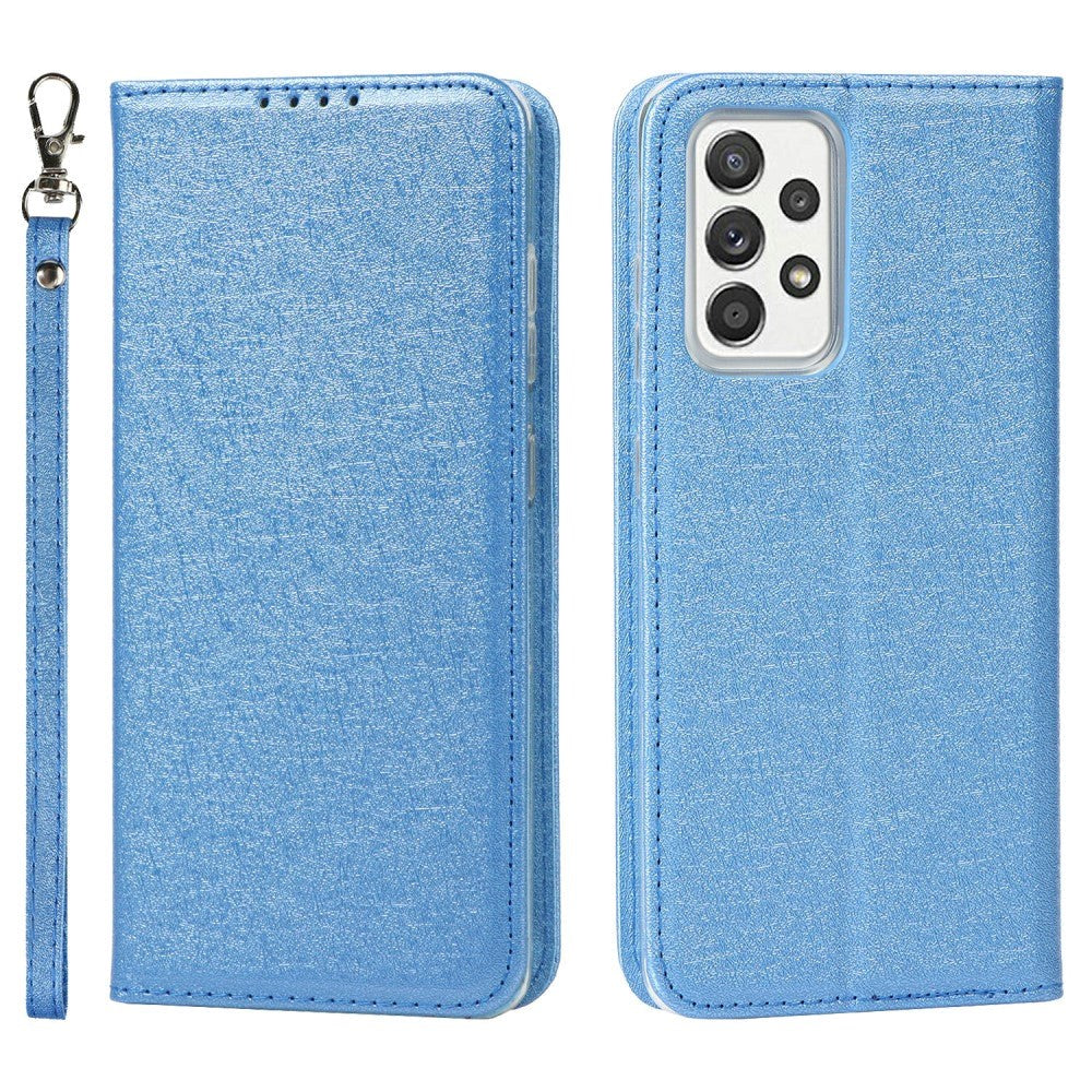 Samsung Galaxy A52 (4G / 5G) / A52s (5G) Leather Flip Cover - Silk Texture m. Lommebok - Blå
