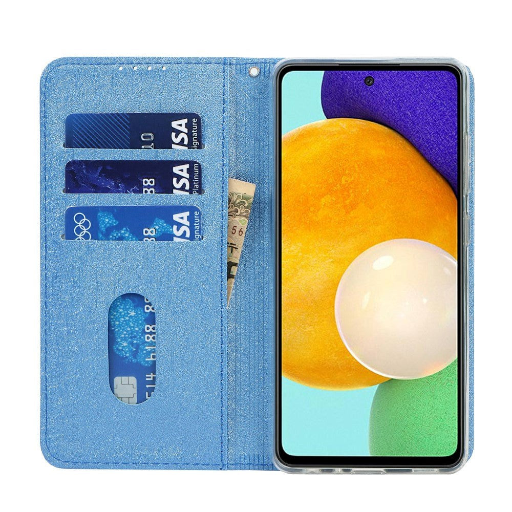 Samsung Galaxy A52 (4G / 5G) / A52s (5G) Leather Flip Cover - Silk Texture m. Lommebok - Blå