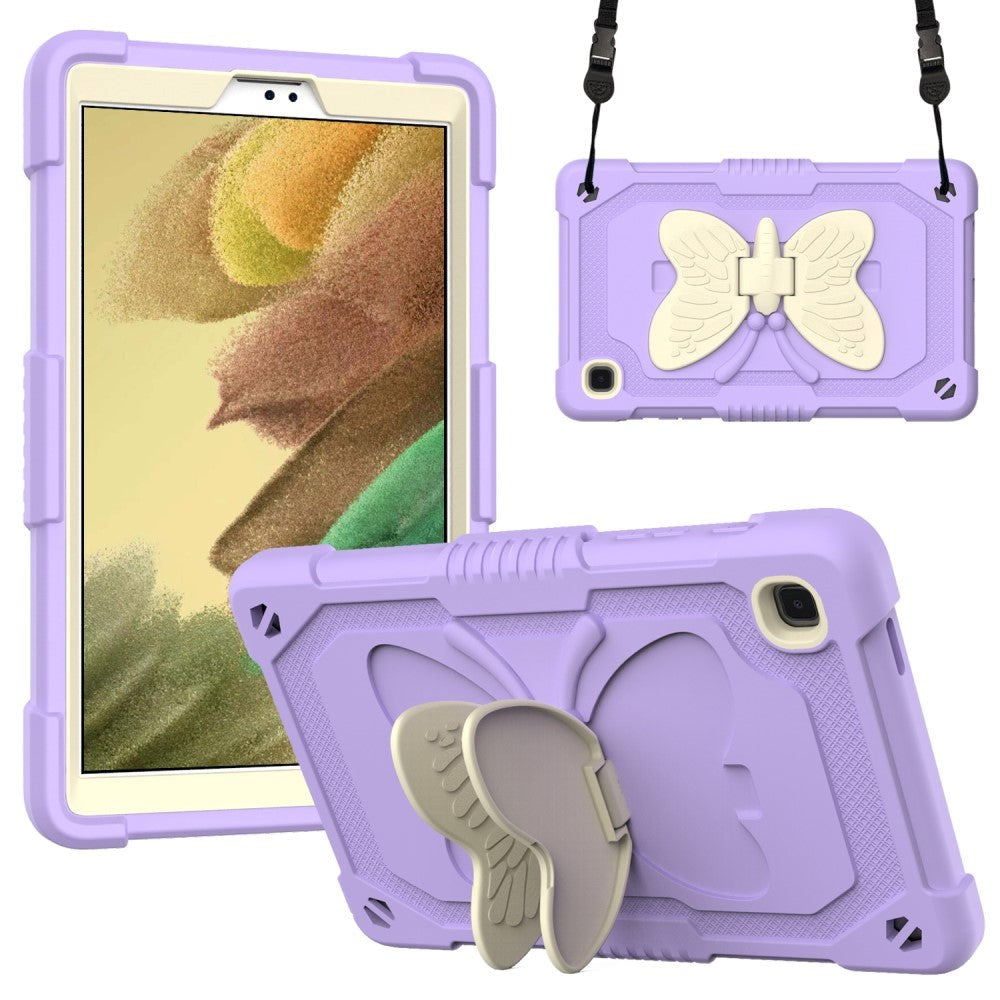 Samsung Galaxy Tab A7 Lite Butterfly Kickstand Barnetui - Grå / Lilla