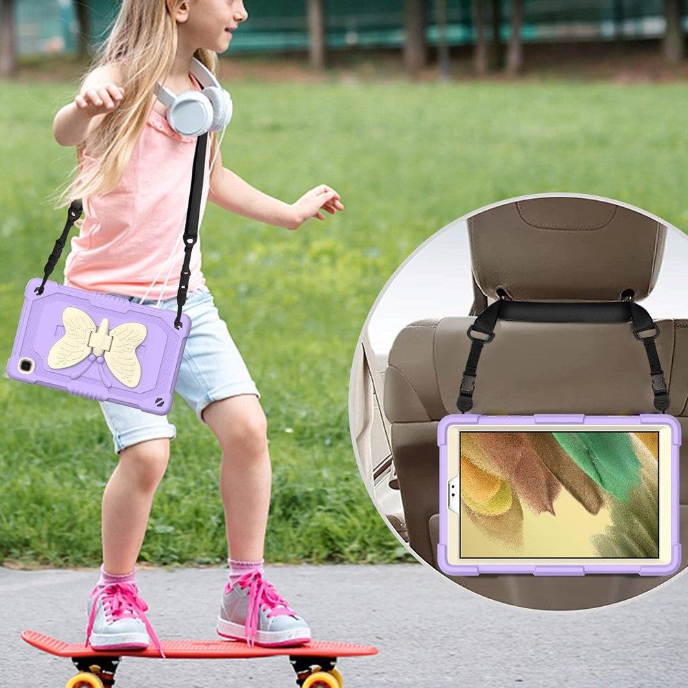 Samsung Galaxy Tab A7 Lite Butterfly Kickstand Barnetui - Grå / Lilla