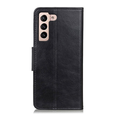Samsung Galaxy S22 Vintage Texture Leather Flip Cover m. Lommebok - Svart