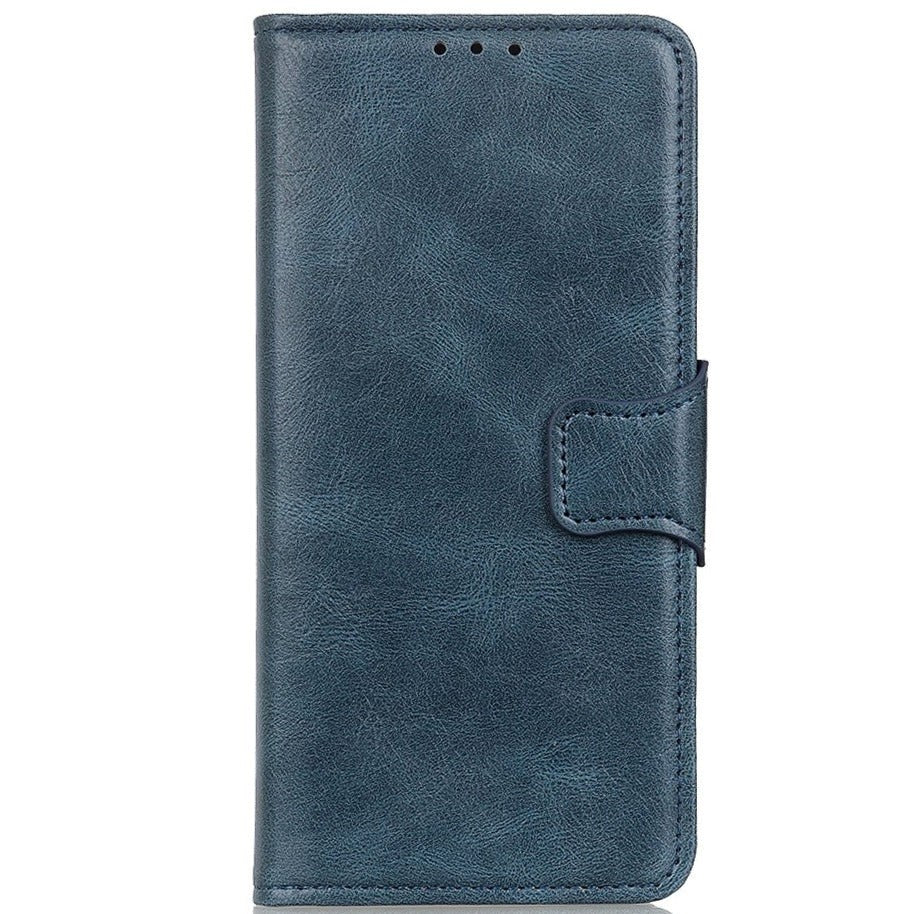 Samsung Galaxy S22 Vintage Texture Leather Flip Cover m. Lommebok - Blå
