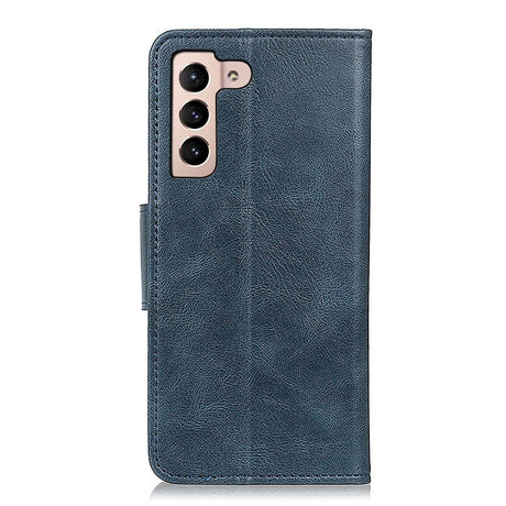 Samsung Galaxy S22 Vintage Texture Leather Flip Cover m. Lommebok - Blå