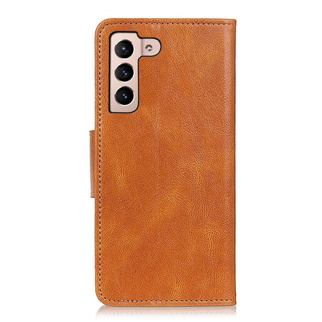 Samsung Galaxy S22 Vintage Texture Leather Flip Cover m. Lommebok - Brun