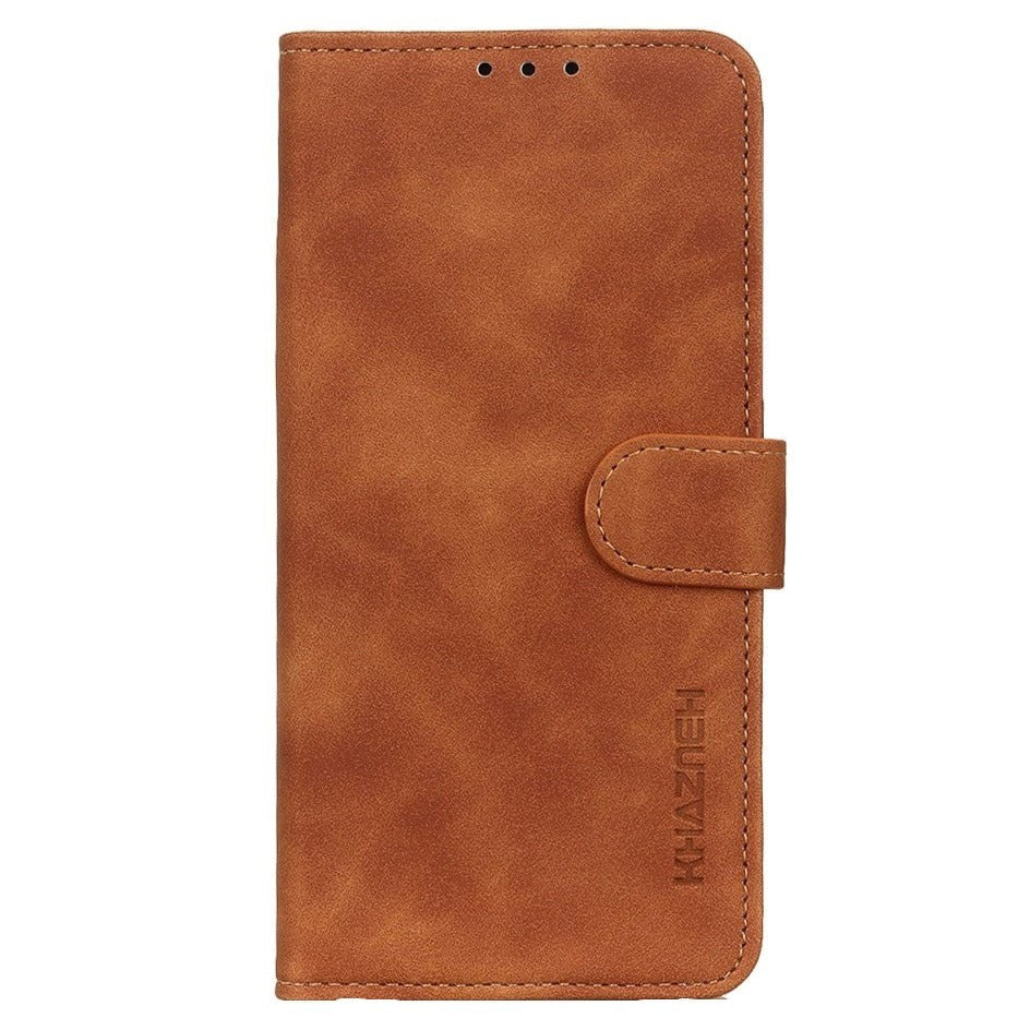 Samsung Galaxy S22 Khaznenh Retro Leather Flip Deksel m. Lommebok - Brun