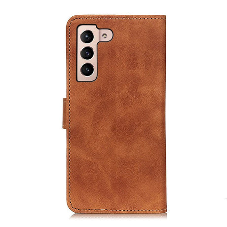 Samsung Galaxy S22 Khaznenh Retro Leather Flip Deksel m. Lommebok - Brun