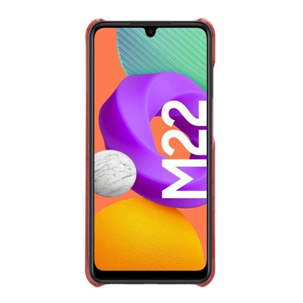 Samsung Galaxy M32 / M22 Læderbetrukket Cover - Rød