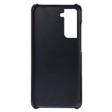 Samsung Galaxy S22 Læderbelagt Plastik Bagside Cover m. Kortlommer - Black