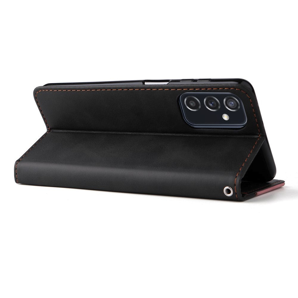 Samsung Galaxy M52 (5G) Tofarget flippdeksel i skinn med. Lommebok - Rosa / Svart