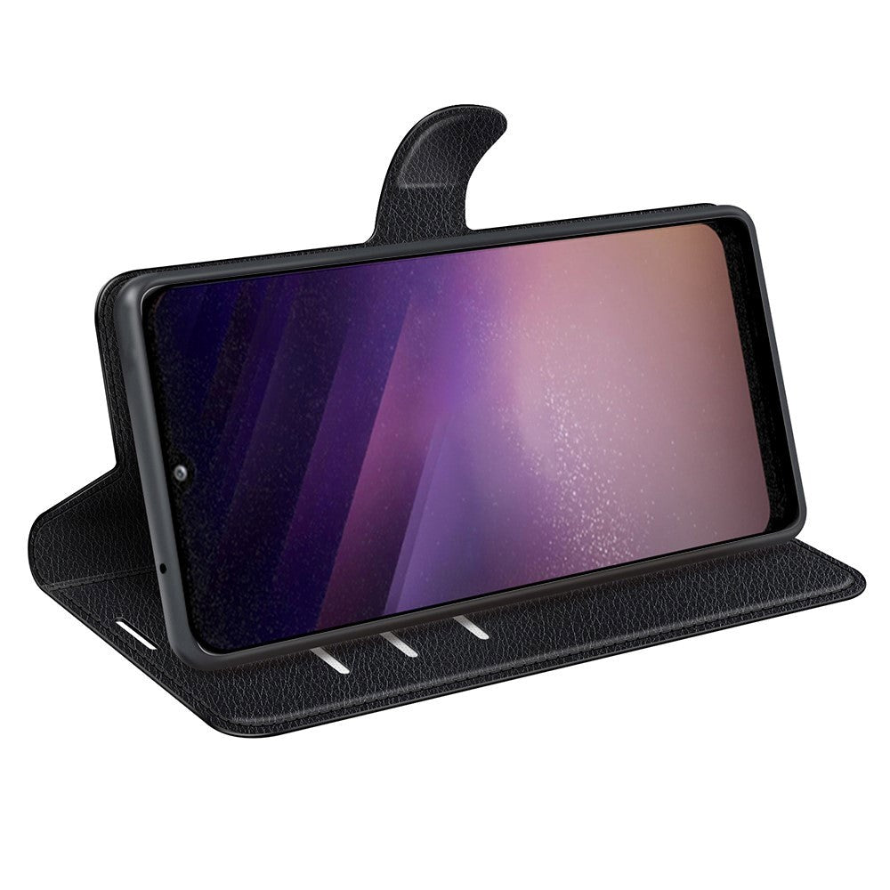 Samsung Galaxy A03 Litchi imiteret Læder Cover m. Pung - Sort
