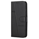 Samsung Galaxy S22 Ultra Blødt Læder Flip Cover m. Pung - Trapez - Sort
