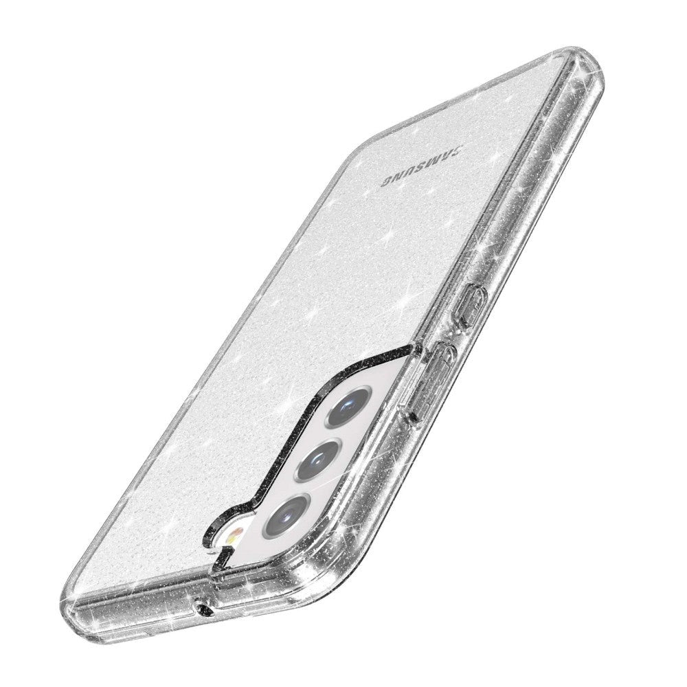 Samsung Galaxy S22 Hybrid Plast Bakdeksel Gjennomsiktig - Gjennomsiktig Glitter