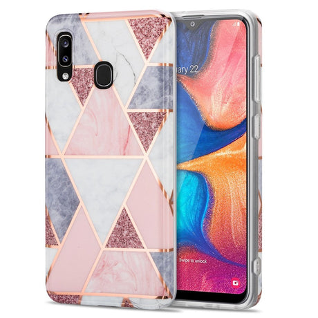 Samsung Galaxy A30 Fleksibelt TPU plastbakdeksel - Marmor - Rosa