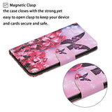 Samsung Galaxy A53 (5G) Læder Flip Cover m. Pung - Sommerfugl & Lyserøde Blomster