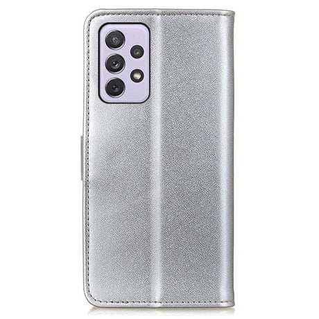 Samsung Galaxy A73 (5G) Flip-deksel i lær m. Lommebok - Sølv