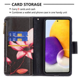 Samsung Galaxy A73 (5G) Flip-deksel i lær m. Stor veske - Rosa blomst