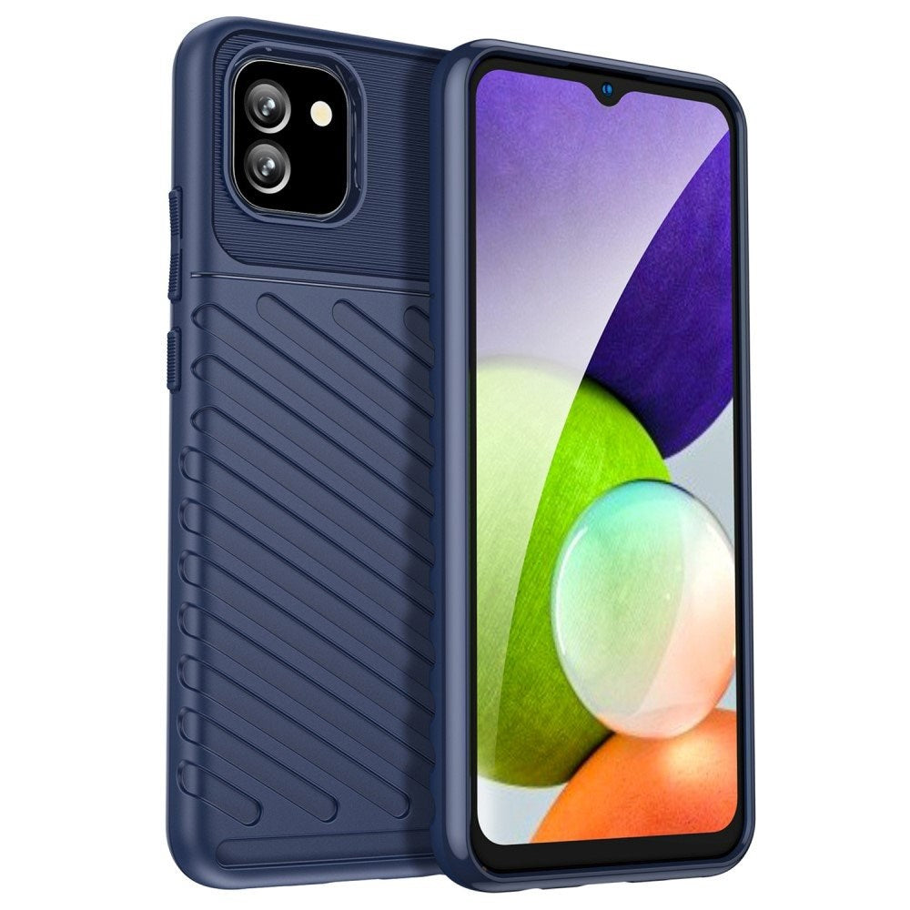Samsung Galaxy A03 Thunder Series Twill Plastik Bagside Cover - Blå