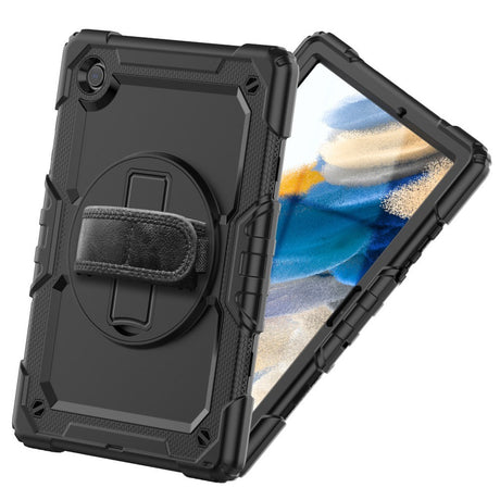 EIDERWOOD Samsung Galaxy Tab A8 10,5" (2021) Craftsman Cover m. Håndholder, skulderstropp og skjermbeskytter - svart