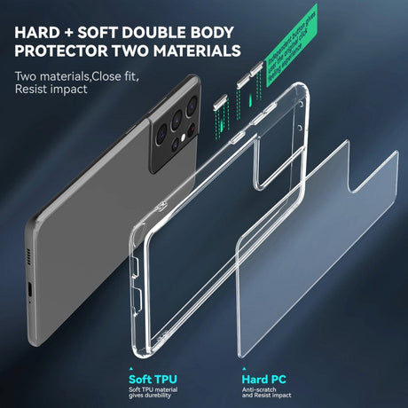 Samsung Galaxy S21 Ultra Crystal Clear Hybrid Plastic Bakdeksel - Gjennomsiktig