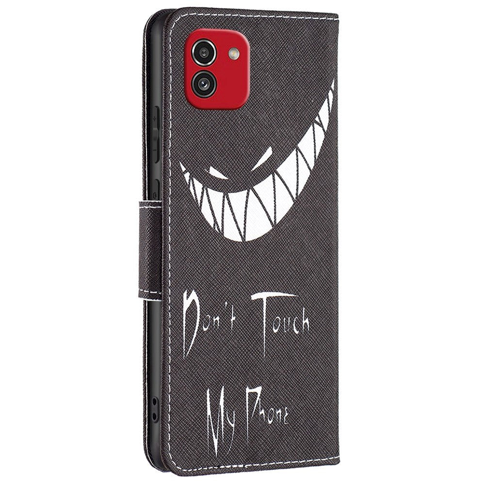 Samsung Galaxy A03 Cover m. Stor Pung i Læder - Don't Touch My Phone