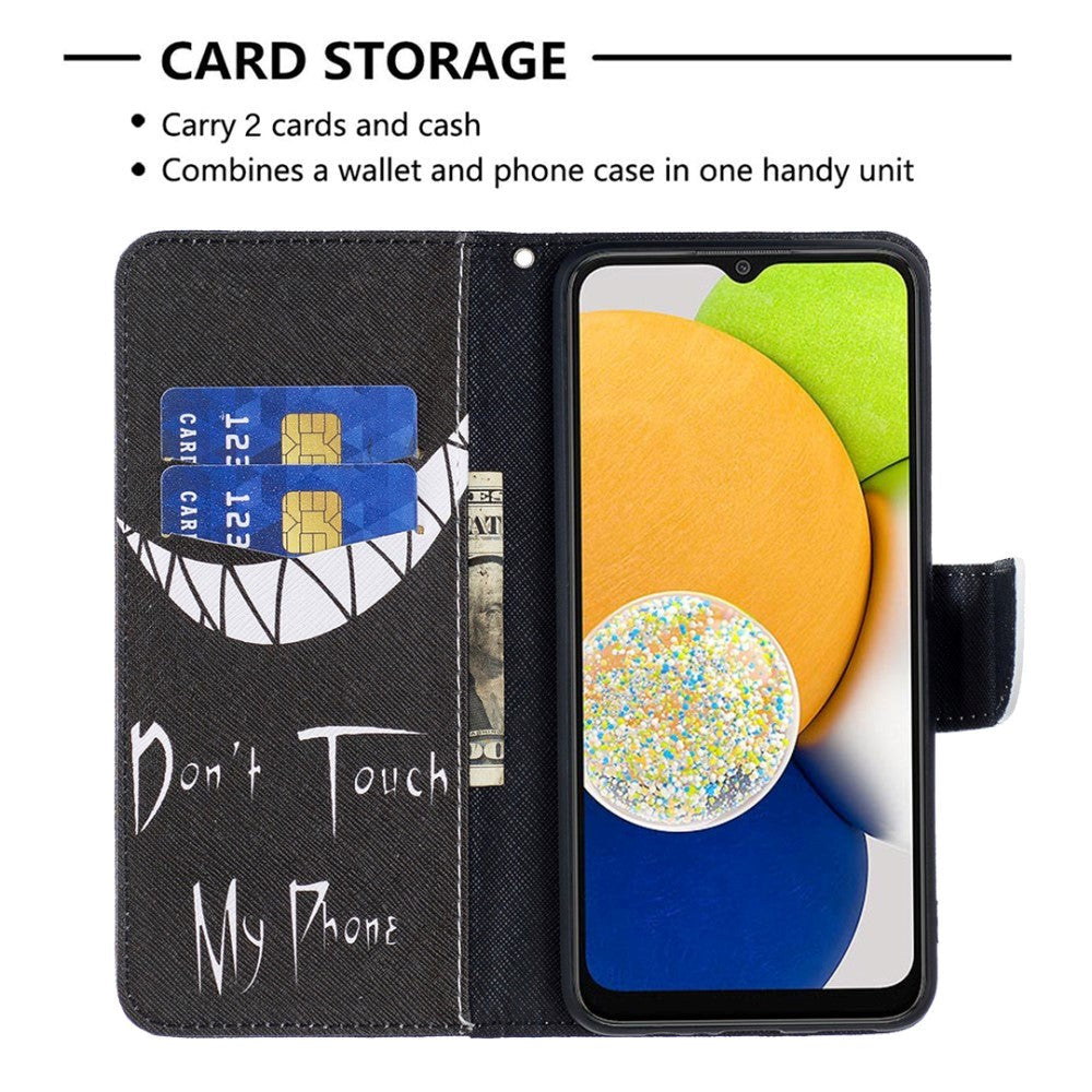 Samsung Galaxy A03 Cover m. Stor Pung i Læder - Don't Touch My Phone