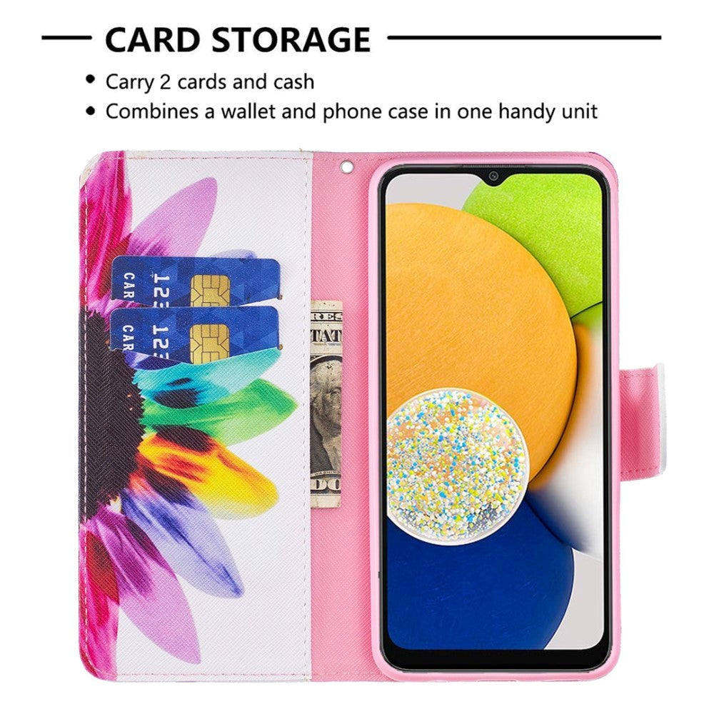 Samsung Galaxy A03 Cover m. Pung i Læder - Solsikke