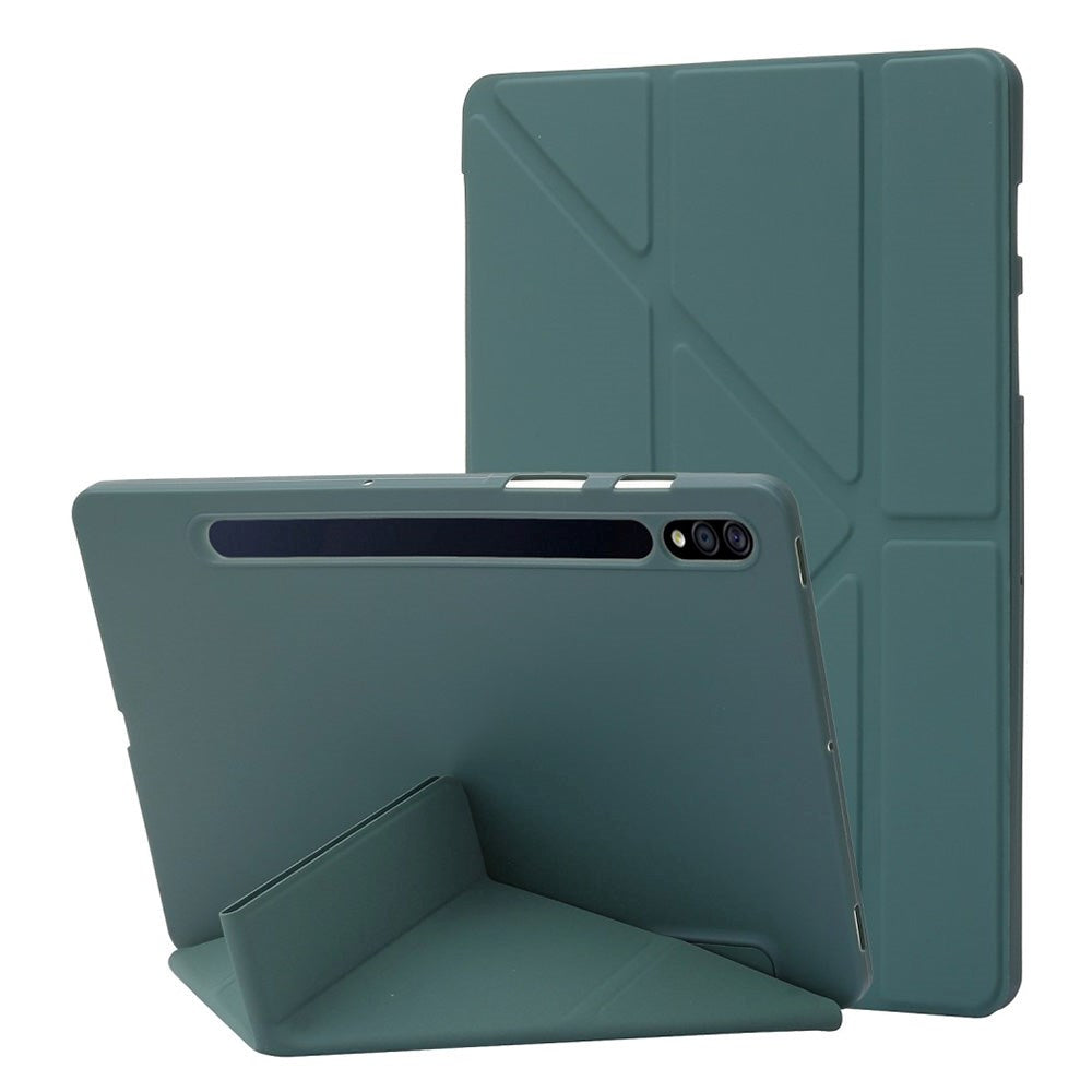 Samsung Galaxy Tab S8 Plus / S7 Plus 12.4" Origami Flip Cover - Kunstlæder - Grøn
