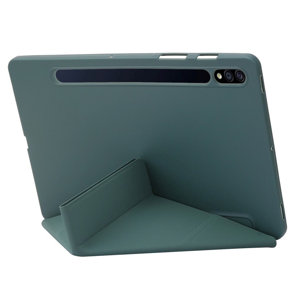 Samsung Galaxy Tab S8 Plus / S7 Plus 12.4" Origami Flip Cover - Kunstlæder - Grøn