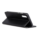 Sony Xperia L4 Litchi Texture skinnstativdeksel m. Kortholder - Sort