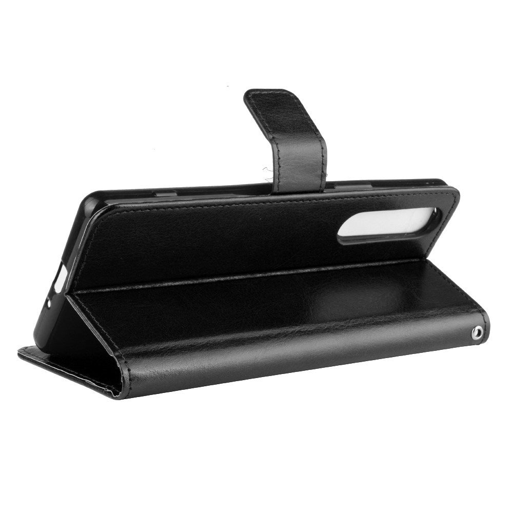 EIDERWOOD Sony Xperia 5 II Leather Flip Cover m. Lommebok og stropp - Svart