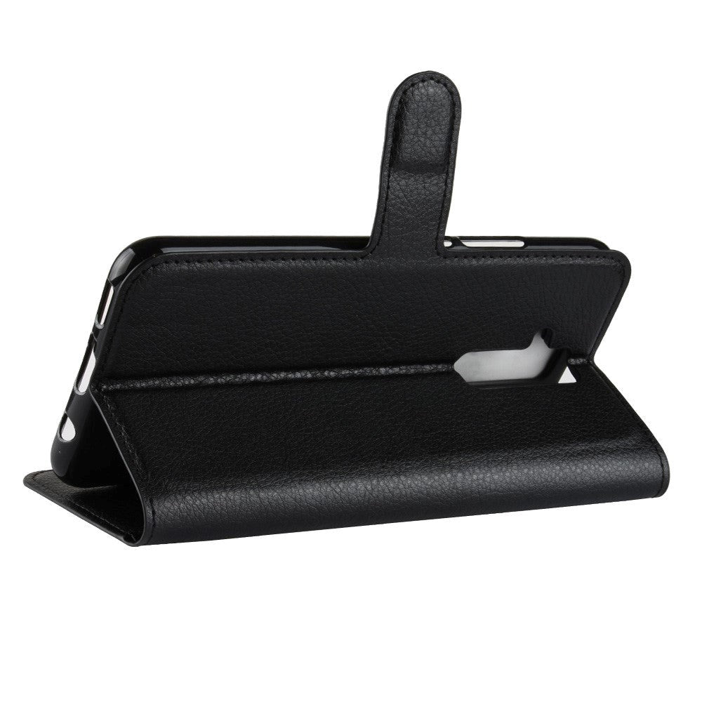 Huawei Mate 20 Lite Leather Flip Cover m. Kortholder - Sort