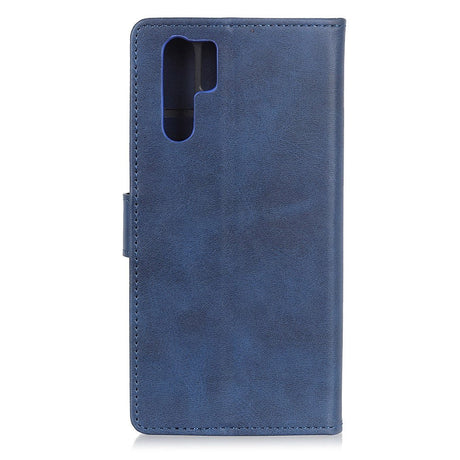 Huawei P30 Pro Mat Læder Cover m. Pung Mørkeblå