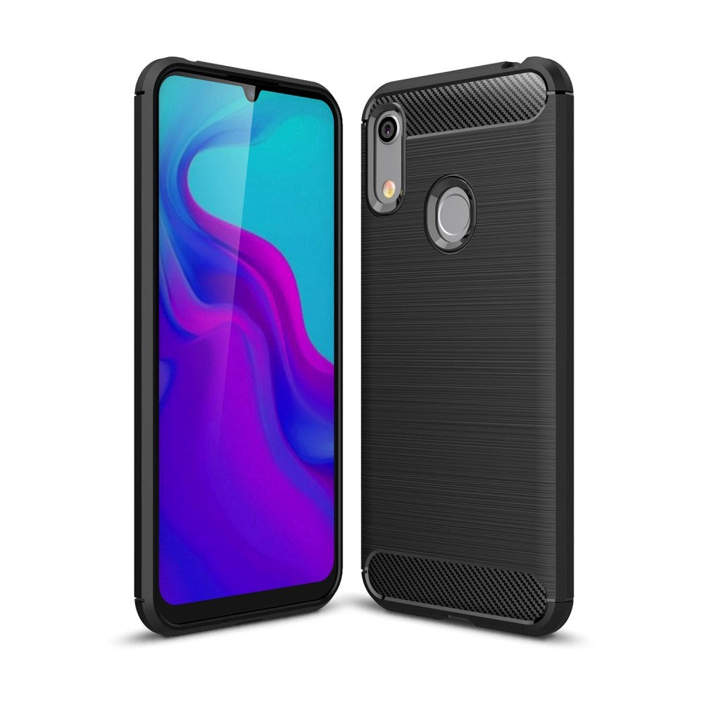 Huawei Y6 (2019) børstet karbonfiber TPU plastdeksel svart