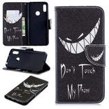 Huawei Y6 (2019) Leather Flip Cover m. Lommebok - Creepy Smile