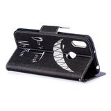 Huawei Y6 (2019) Leather Flip Cover m. Lommebok - Creepy Smile