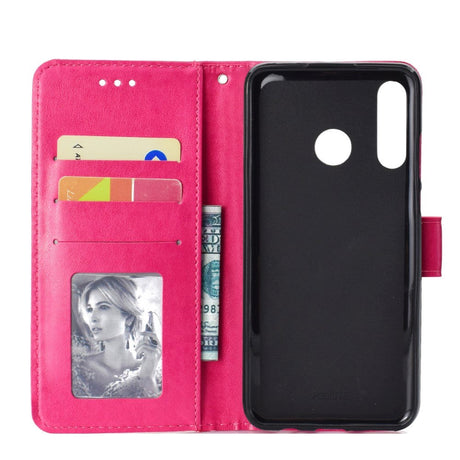 Huawei P30 Lite Leather Flip Cover m. Lommebok - Mandala Mønster Rød