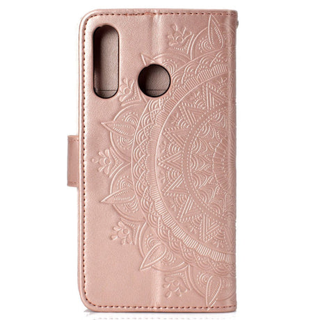 Huawei P30 Lite Leather Flip Cover m. Lommebok - Mandala mønster rosegull
